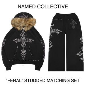 SOLD! Do not buy! Named Collective Feral Faux Fur Studded Zip Hoodie & Sweatpant